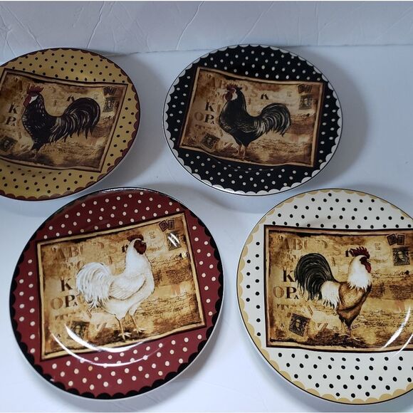 NIB Sakura Retro Rooster Plates - Picture 3 of 6